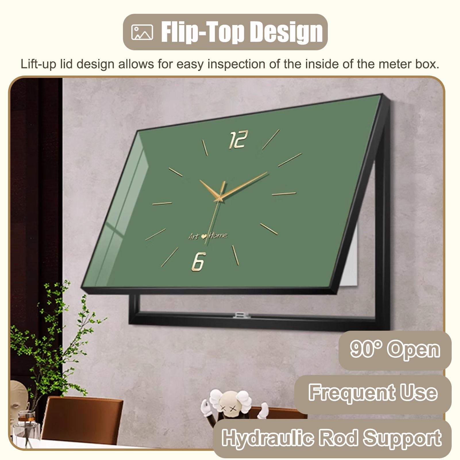 Copri Cassaforte a Muro Copertura Decorativa per Quadro Elettrico, per Nascondere la Scatola del Contatore, Copertura Orizzontale per Quadro Elettrico, Coperchio(Green,50x40cm(19 3/4x15 3/4"))