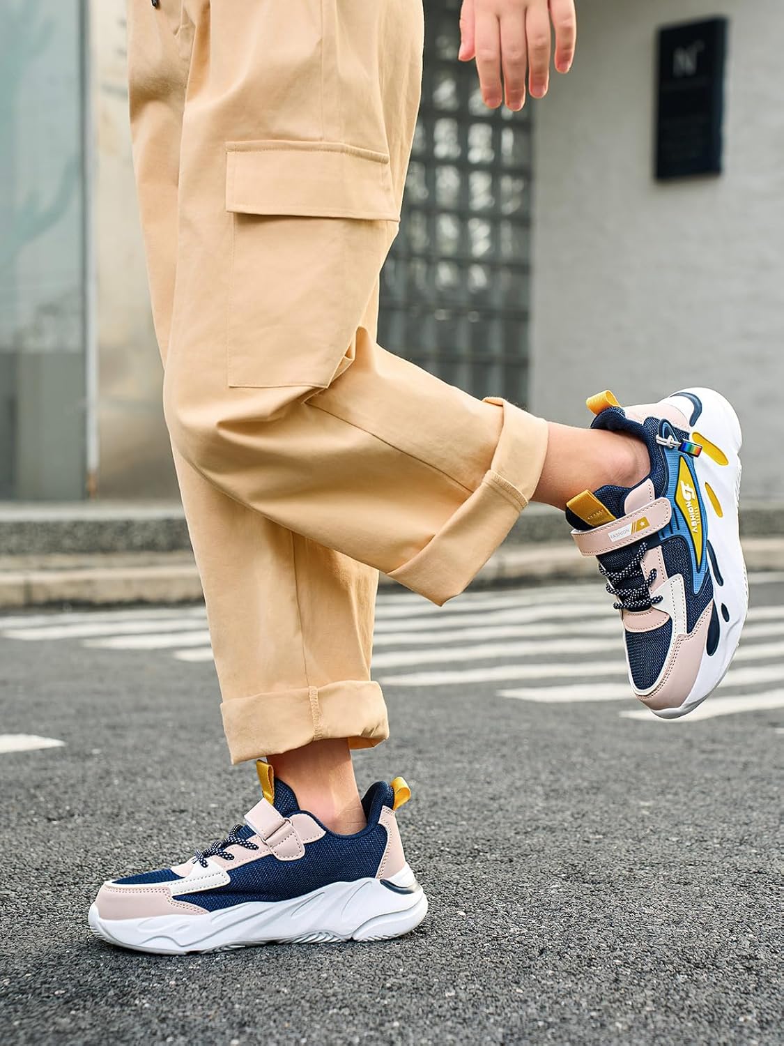 Haloumoning Boys Hiking Shoes Hook and Loop Slip Resistant Outdoor Trekking Walking Running Sneakers (Little/Big Kids) - Image 2