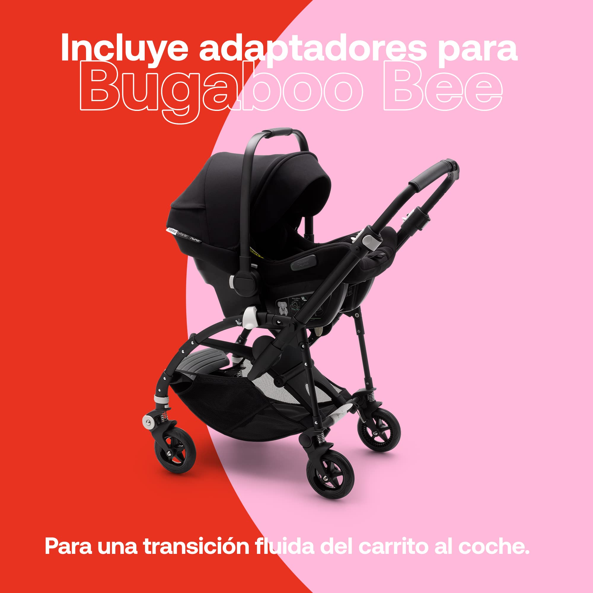Bugaboo Turtle Air by Nuna, Silla de Coche Para Bebés y Niños Cómoda con Adaptadores para el Bugaboo Bee y Capota Grande para el Sol, Ligera y Segura
