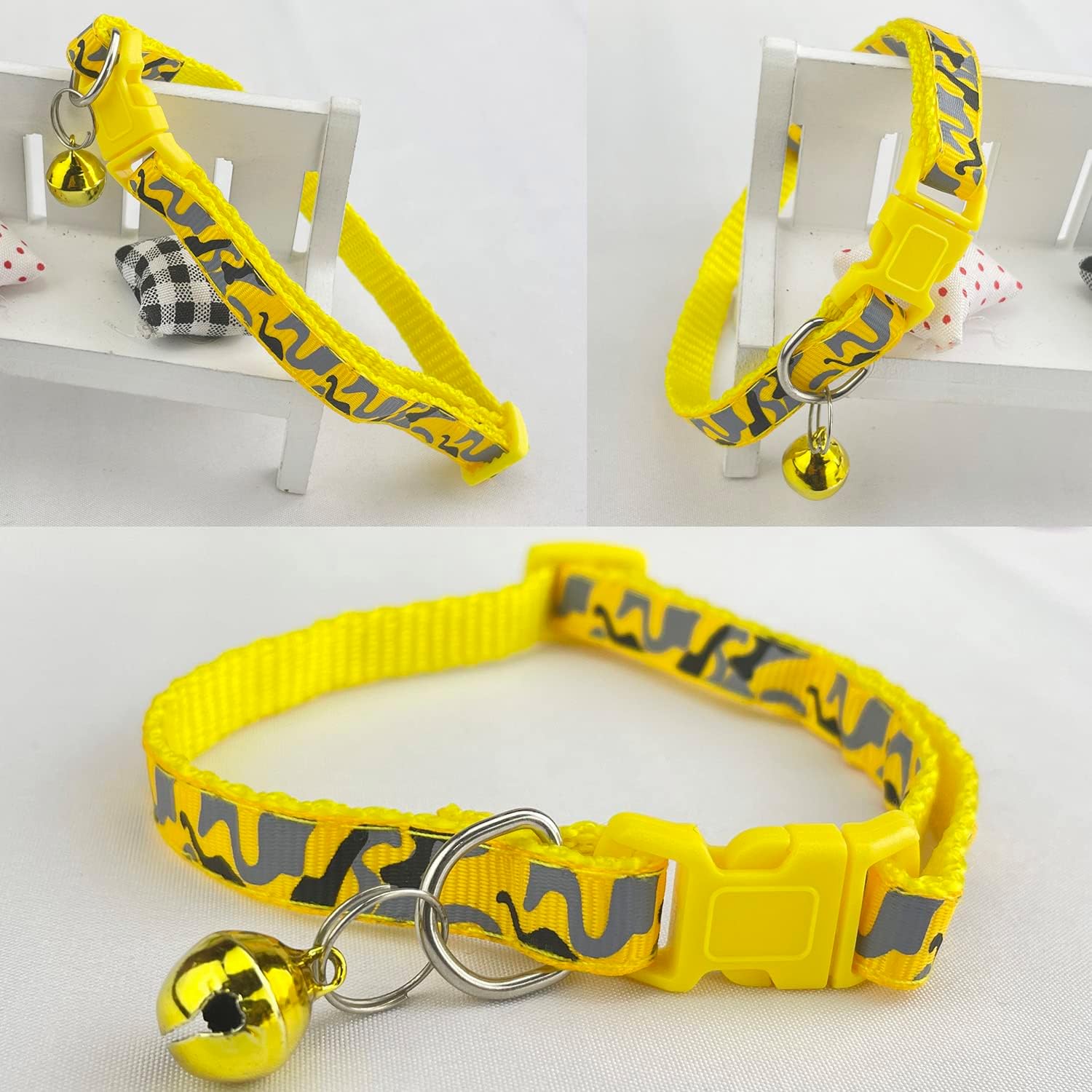Camouflage Cat Collar with Bells - Yellow image 2