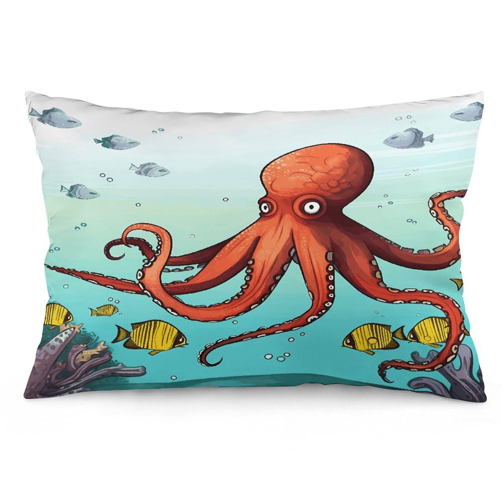 Giant Octopus Throw Pillow Cover Soft Lumbar Pillow Covers with Zipper Breathable Rectangular Cushion Case Polyester Pillow Case Decorative Body Pillow Cover for Couch Bed