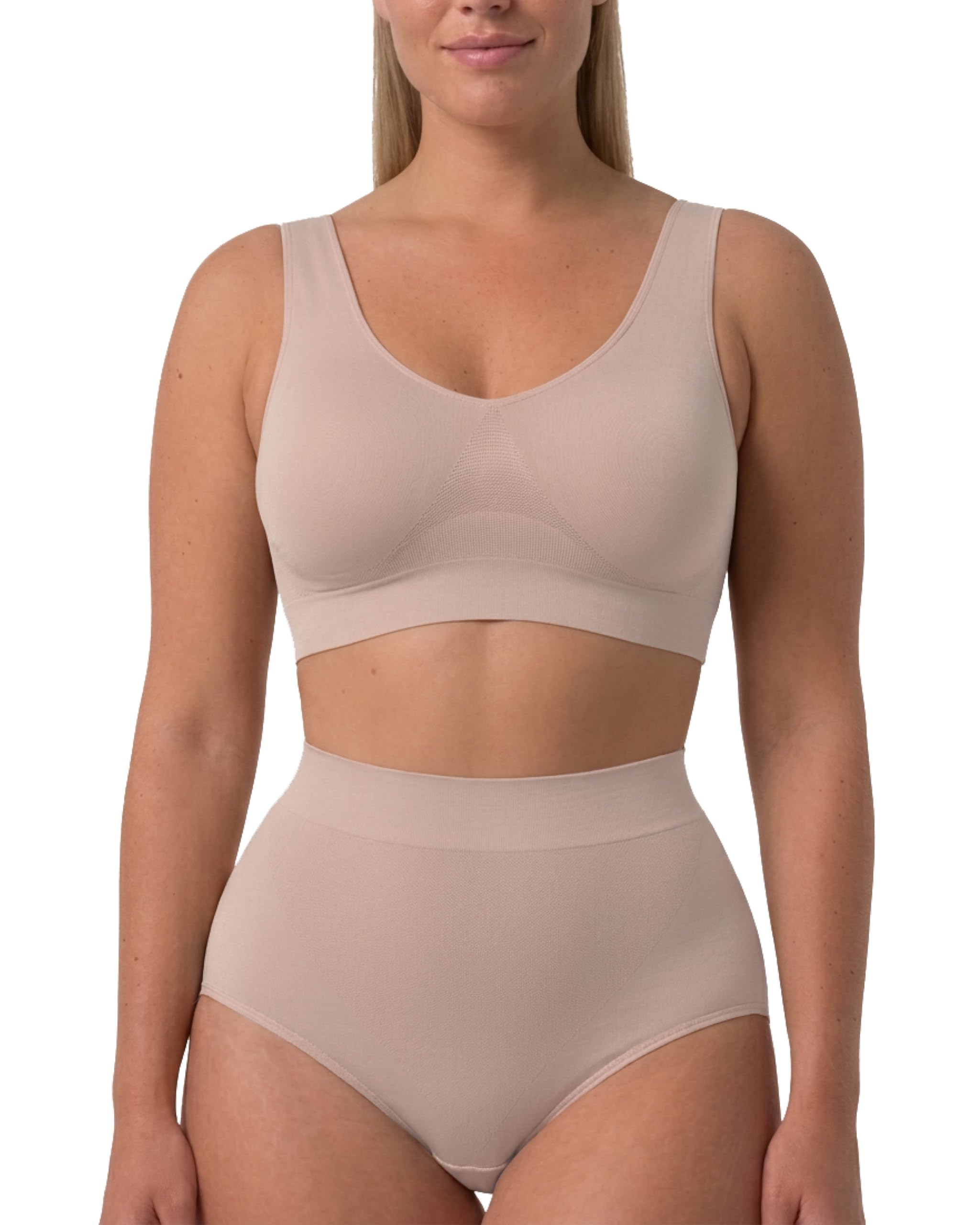 Risalti Top Shapewear Wide Shoulder Bras for Women - Comfort Bra, Bralettes for Women in Microfibre, Ladies Bras Non Wired, Women's Bras and Crop Top, Seamless Sports Bra - Made in Italy