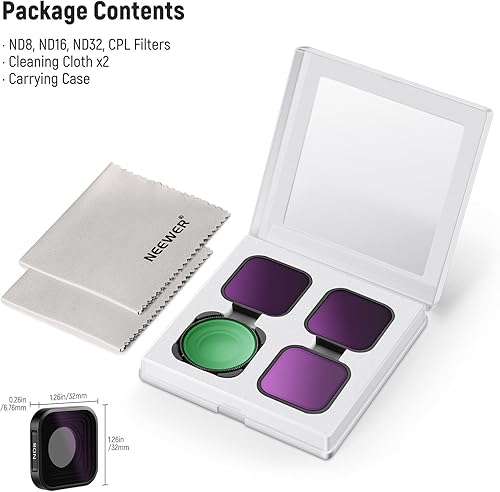 Miniatura 7 de NEEWER ND - Juego de filtros compatibles con GoPro Hero 12 Hero 11 Hero 10 9 negro, paquete de 4 (ND8 ND16 ND32 CPL) multicapa HD, delgada, densidad