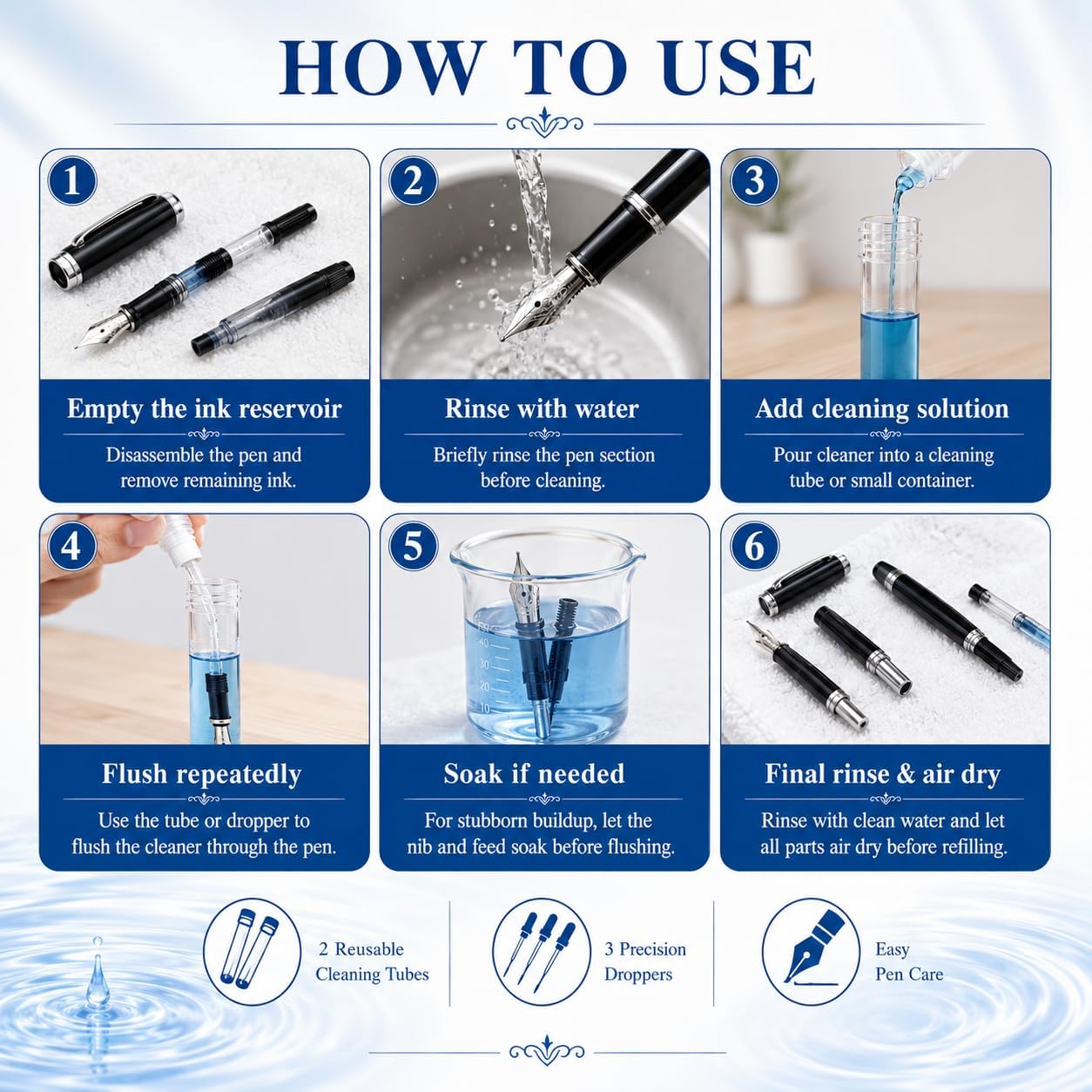 Snowlily Fountain Pen Cleaner 16.2 Fl Oz, Premium Flush Solution Restores Smooth Ink Flow