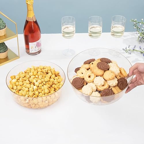 Miniatura 5 de Hioasis Paquete de 8 Cuencos de Plástico para Servir 128oz, Cuencos de Plástico con Purpurina Dorada, Cuencos Desechables Resistente para Fiesta,