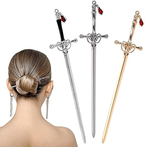 Hecila 3PCS Ancient Style Sword Hair Chopsticks Sword Hair Pin