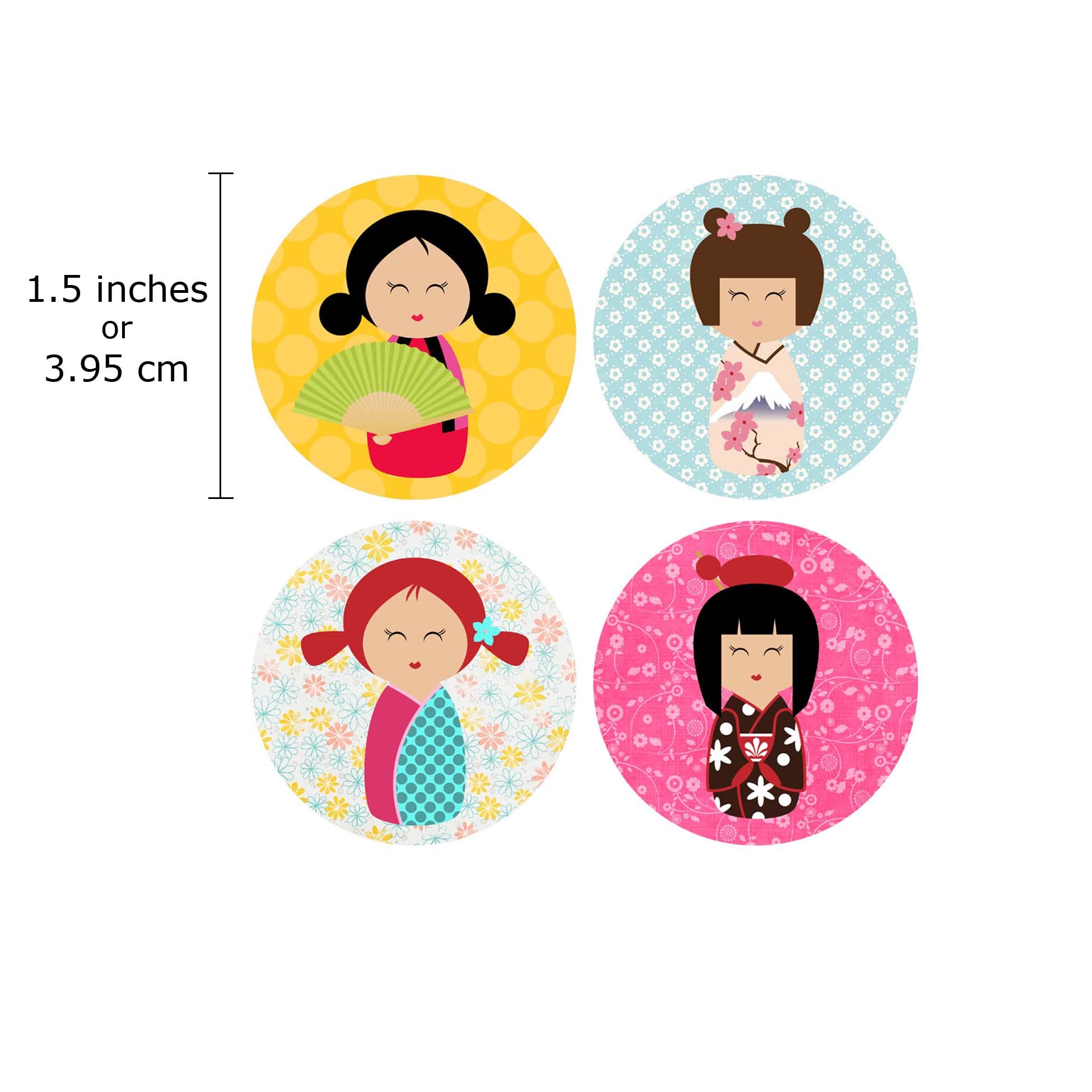 Amazon.com: Kokeshi Doll Girl in Kimono Sticker Labels by