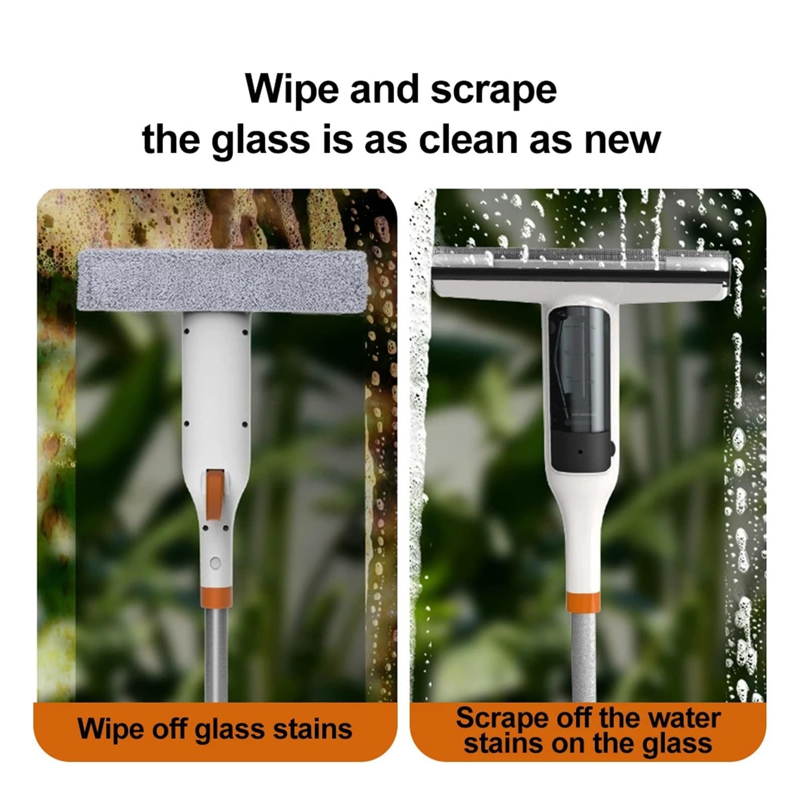 Escobillas de Goma Raspador de Ventana Ducha Limpiador vidrios Mango Herramienta Limpieza con arandela rociadora Configurar extendido Hogar