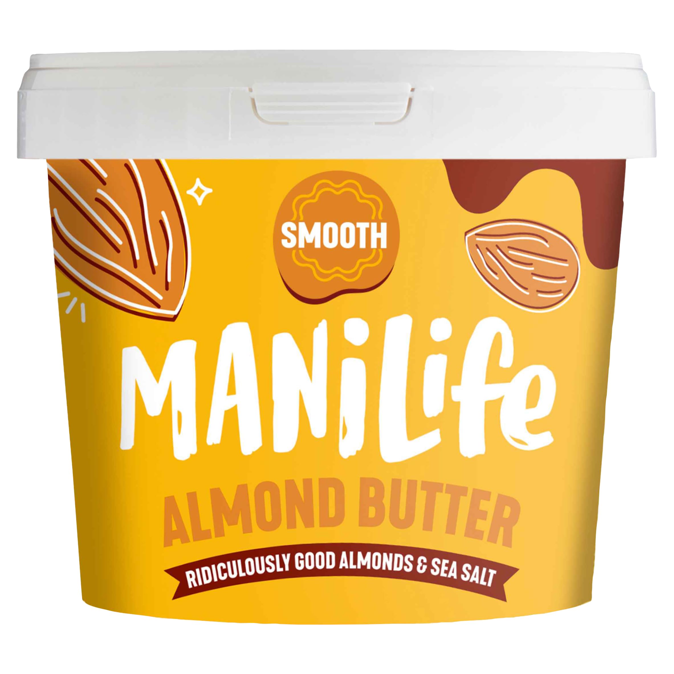 MANÍLIFE Burro di mandorle liscio, barattolo da 1 kg, burro di mandorle vegano liscio e dolce, realizzato con mandorle portoghesi di qualità, senza olio di palma, senza zuccheri aggiunti, senza OGM