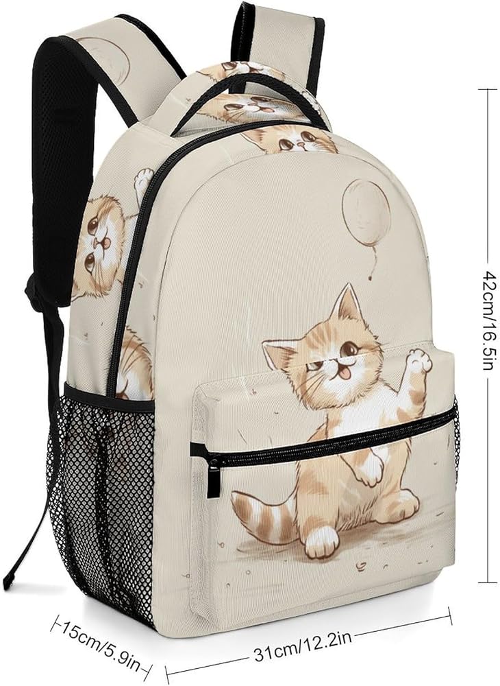 Zaino Scuola Per Bambini Con Gatti Spaziali – 43 Cm, Leggero, Con Strisce Riflettenti, Età 6-12 Anni - 4