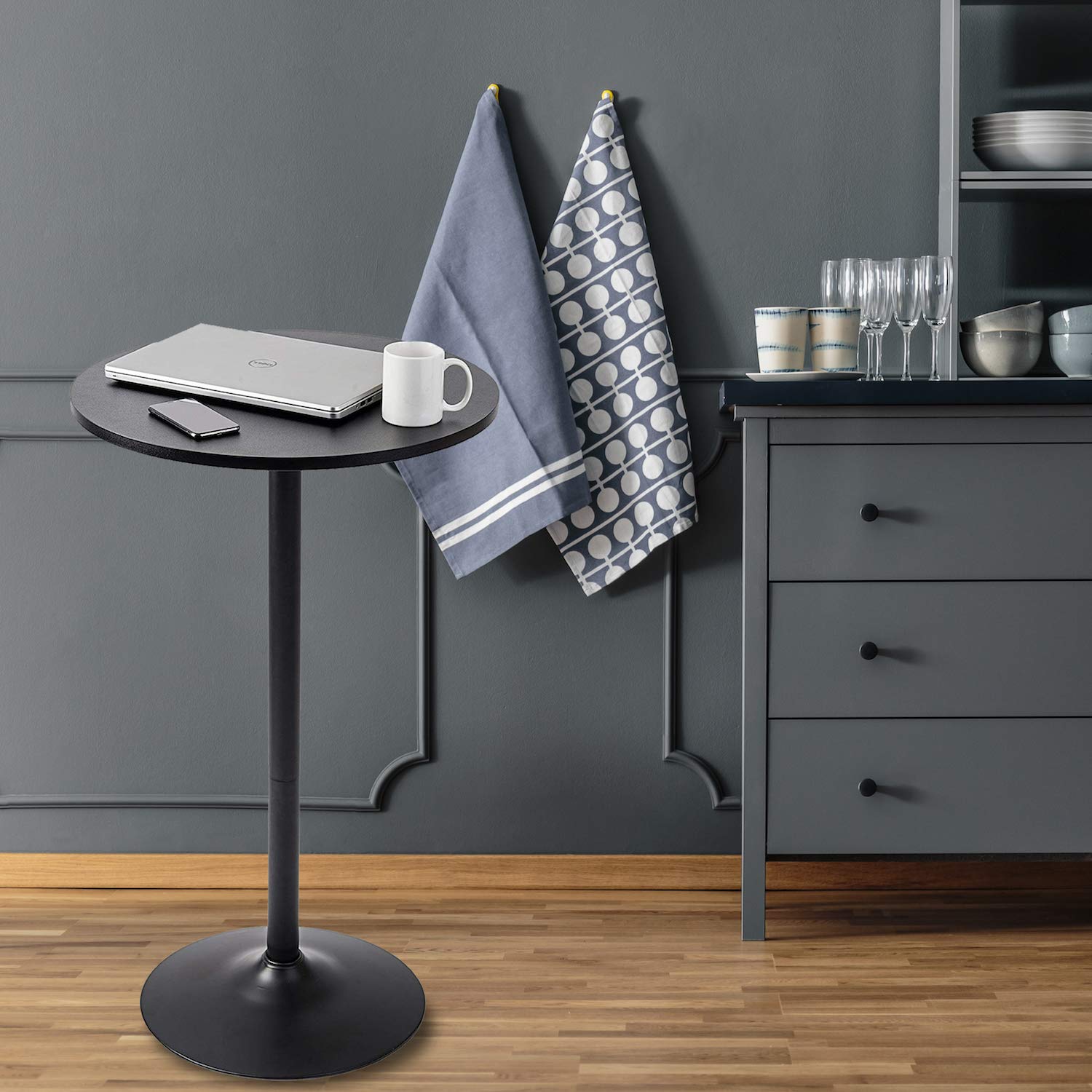 Pearington Santina 2 Pack Round Bar and Pub Table, Black