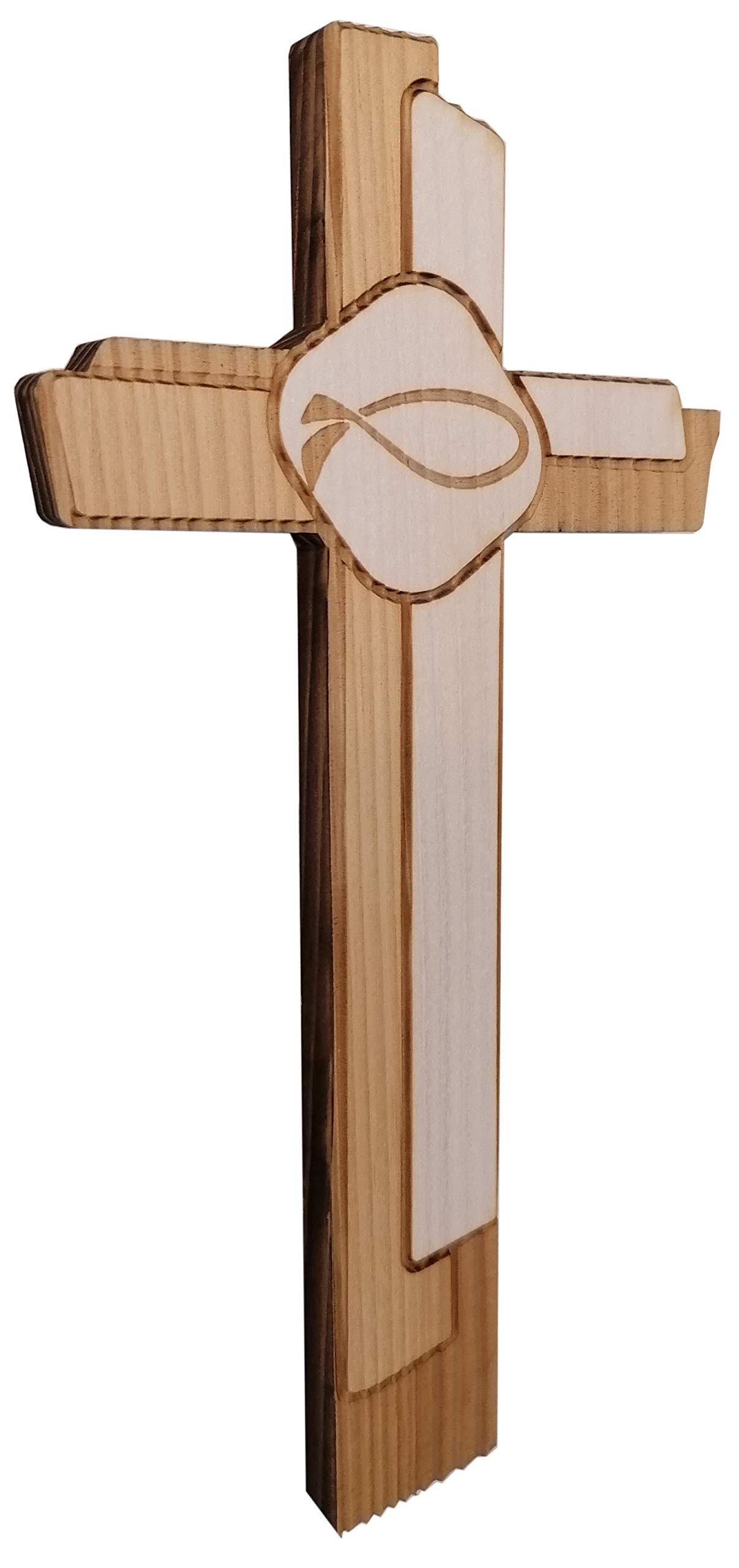 Crocifisso In Legno Di Faggio Kaltner - 35 Cm, Design Moderno, Idea Regalo