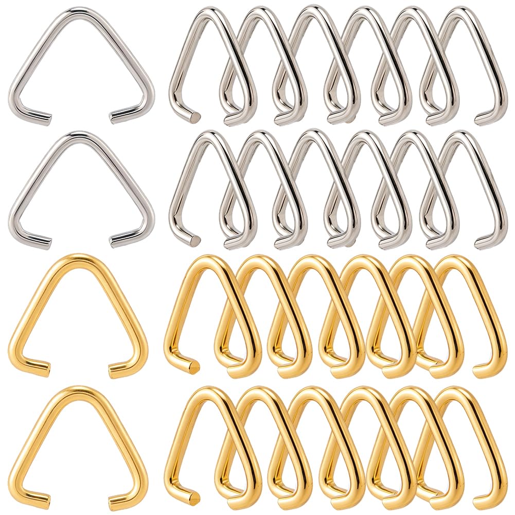 SOFPLATE 1 Box 300Pcs 2 Colors Triangle Open Jump Ring Triangle Pinch Bails Gold Silver Metal Iron Small Hook Clip Connectors Linking Findings for Jewellery Making Earrings Bracelet Necklace DIY Craft