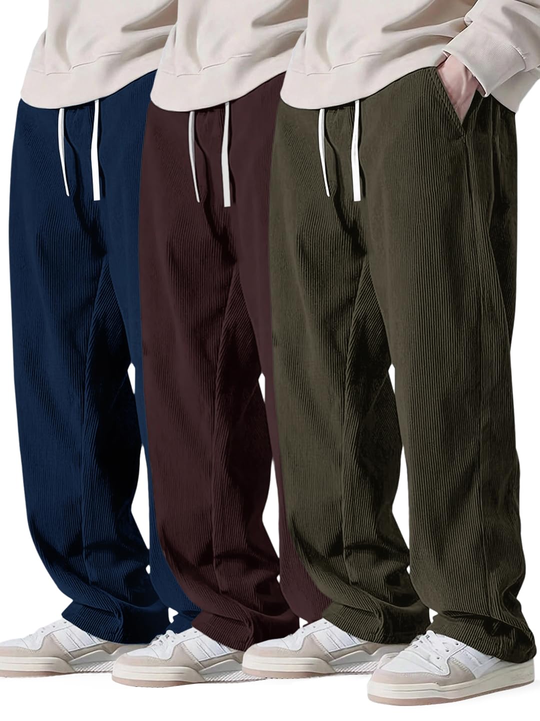 Pantalon de survêtement extensible côtelé à taille élastique - 8