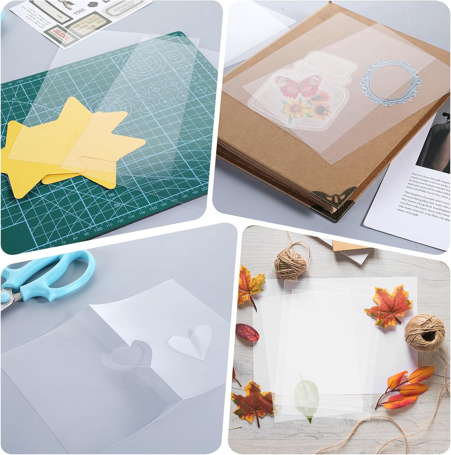 20 Pcs Acetate Sheets, A5 Heat Resistant Clear Acetate Sheets for Crafts, Clear Shrink Papers Transparent Plastic Sheet for DIY Crafts, Scrapbook, Baking, Easy to Cut