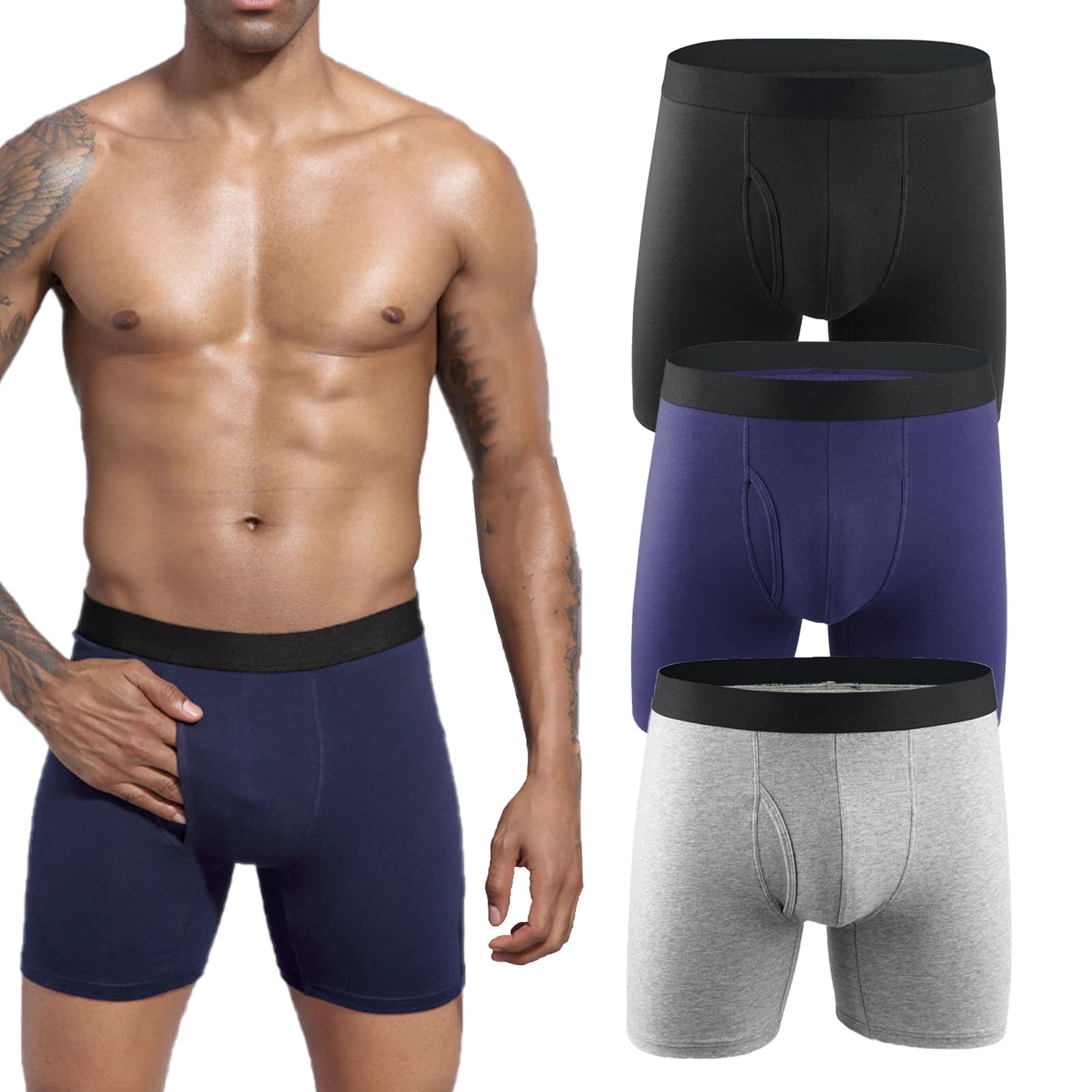 Wryhaul Men's 3Pcs-A Incontinence Underwear, Octipa Ultra-Absorbent Incontinence Boxer Briefs, Leak-Proof Boxer Briefs With Front Opening, Comfort And Leak-Proof, Washable & Reusable Panties (,Xxl)
