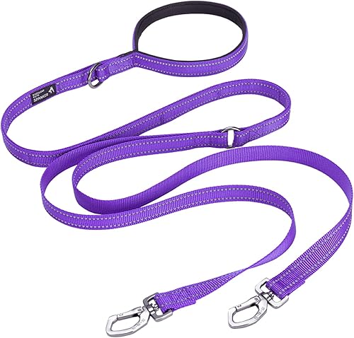 EXCELLENT ELITE SPANKER Correa reflectante doble para perro, 5 pies, color morado