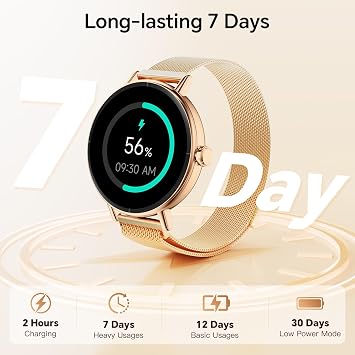 Yoever Smart Watches for Women, 1.57 HD 43mm Fitness Tracker Answer/Make Call, Heart Rate/Sleep/SpO2, Round Smart Watch for iPhone/Samsung/Android, IP68 Waterproof, 110+ Sport Mode - Gold