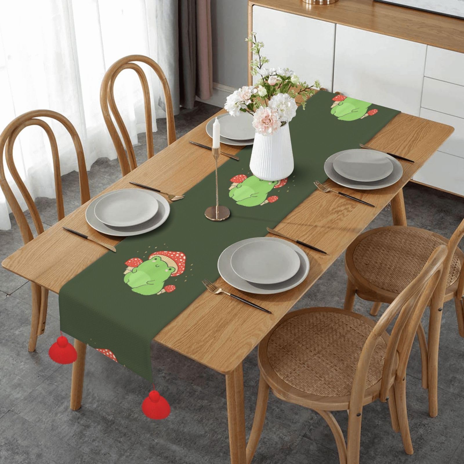 Chemin de table de Noël lavable pour protéger et décorer la table de cuisine