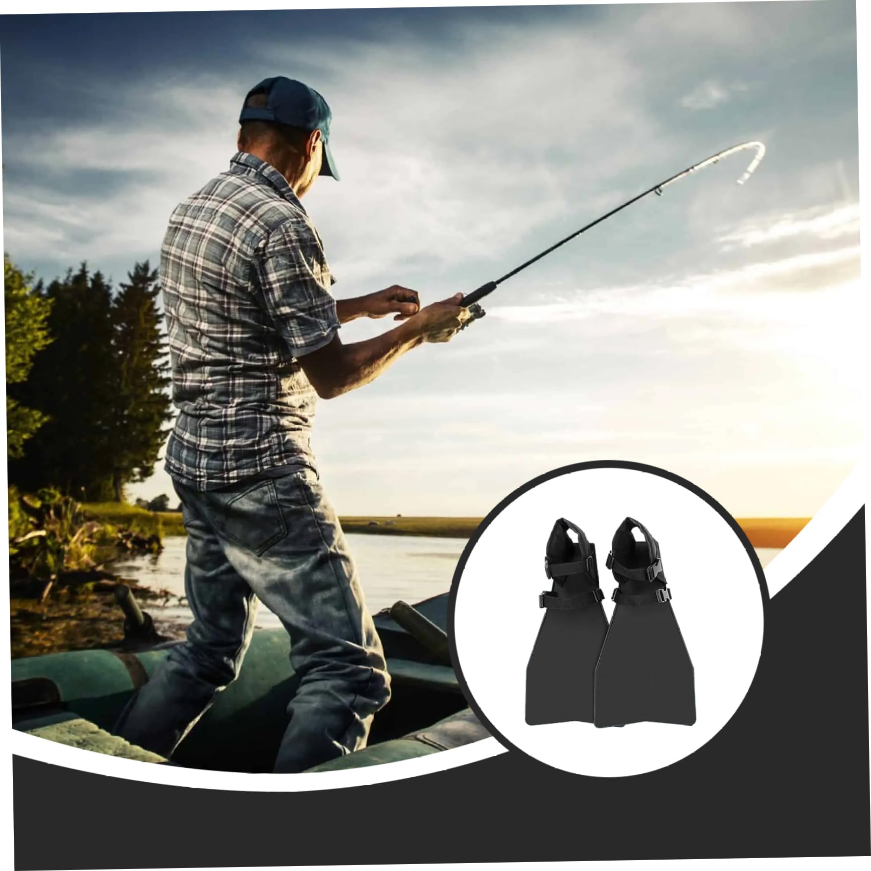1 paio di pinne for tubo galleggiante, da nuoto con fibbia regolabile resistente all'abrasione, for pesca, subacquea, immersioni, nero#