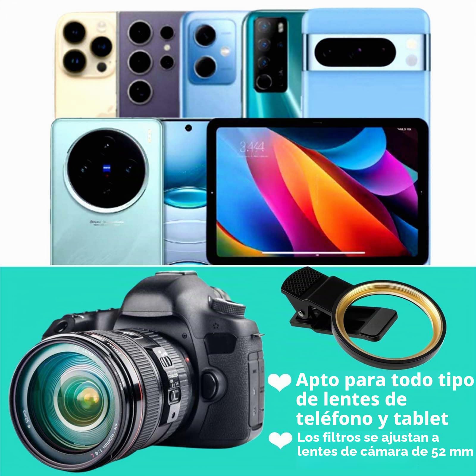 Filtro polarizador CPL de lente de teléfono para iPhone, Samsung y otros teléfonos inteligentes, adaptador de clip, vidrio multicapa HD de doble cara, accesorios