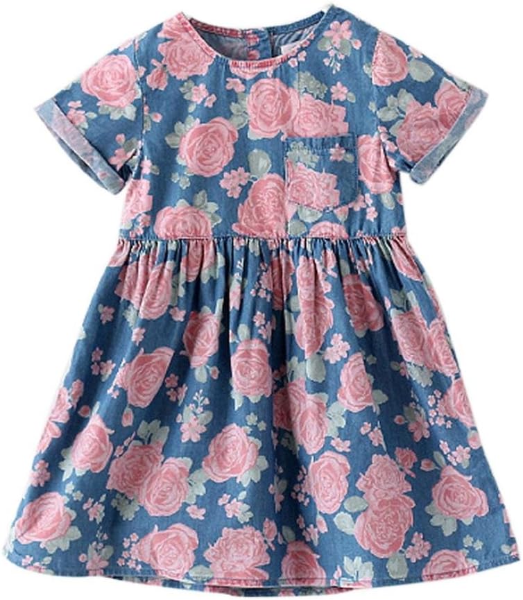 familizo Short-Sleeved T-Shirt Sleeve Printing Denim Dress