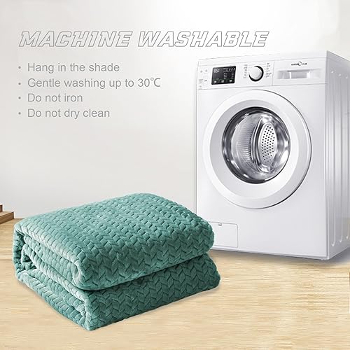 Miniatura 9 de Exclusivo Mezcla Fleece King Size Blanket for Bed, 90x104 Inches Soft Cozy Jacquard Flannel Blankets, Lightweight Fuzzy Plush Warm for Women, Celadon