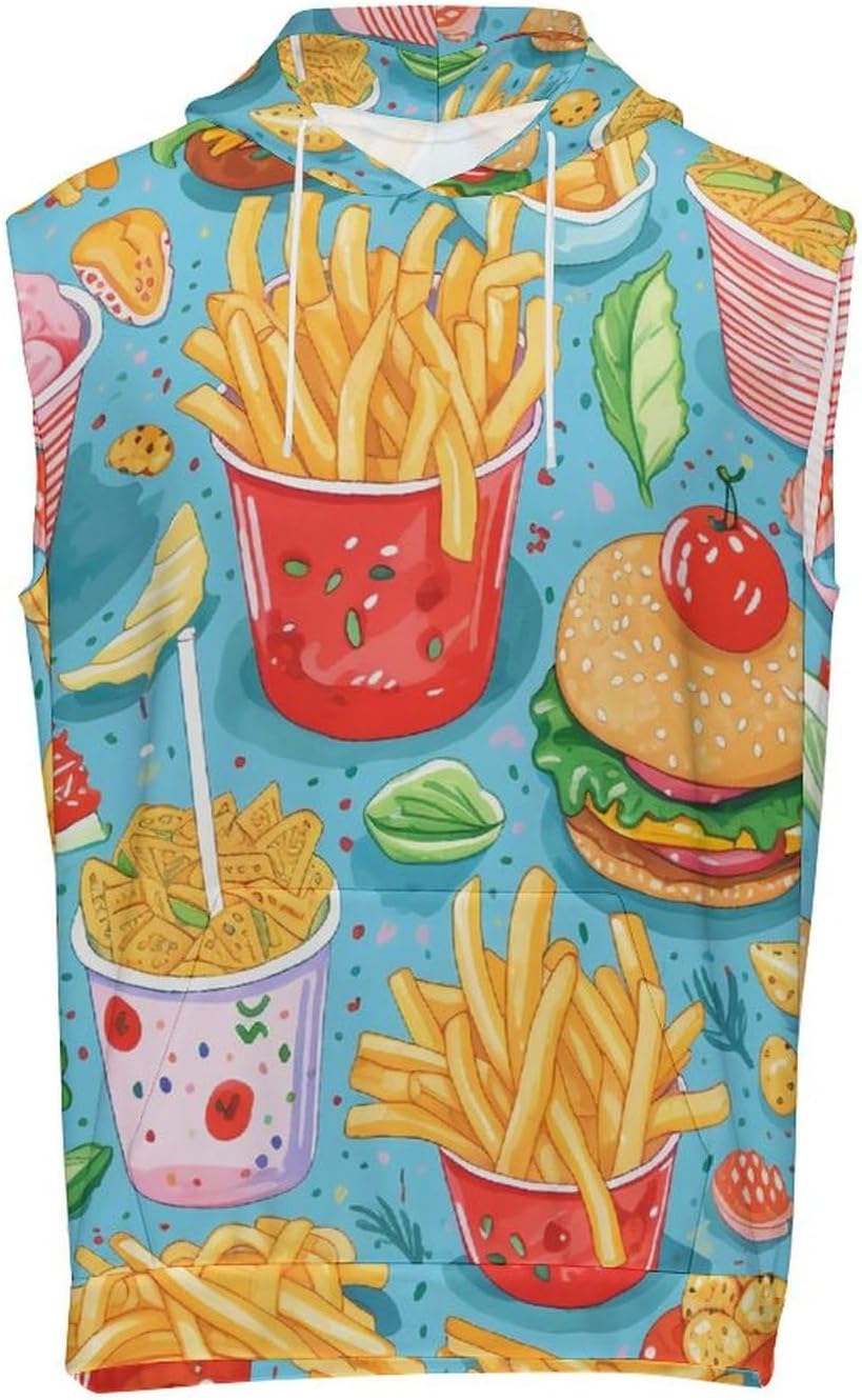 Men's Workout Hooded Tank Tops Sleeveless Muscle Gym T-Shirts