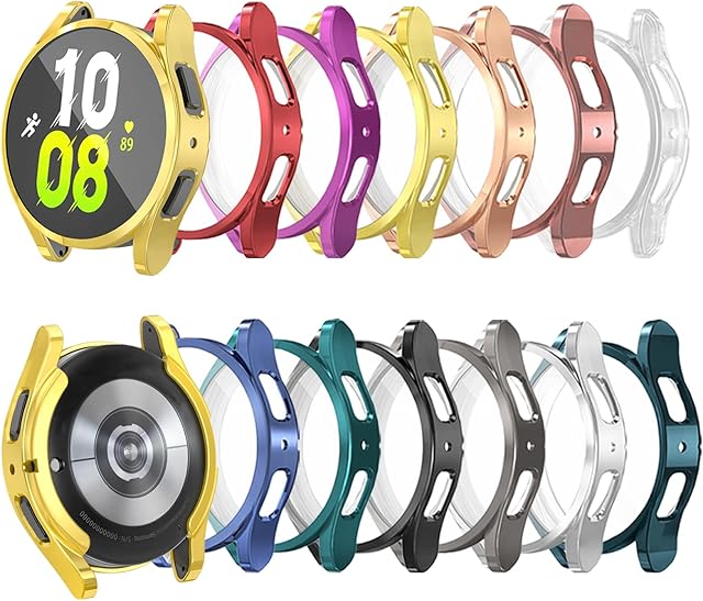 12 Pack Soft Case Compatible with Samsung Galaxy Watch 5 & Galaxy Watch 4 44mm, Soft TPU All-Around Protective Bumper Built-in Screen Protector(12 Colors,44mm)