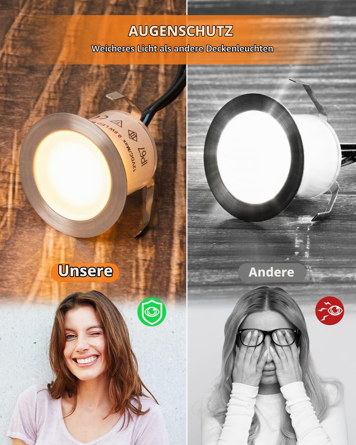 HIBOITEC 10er Set LED Einbaustrahler, Terrassen Einbaustrahler LED Aussen