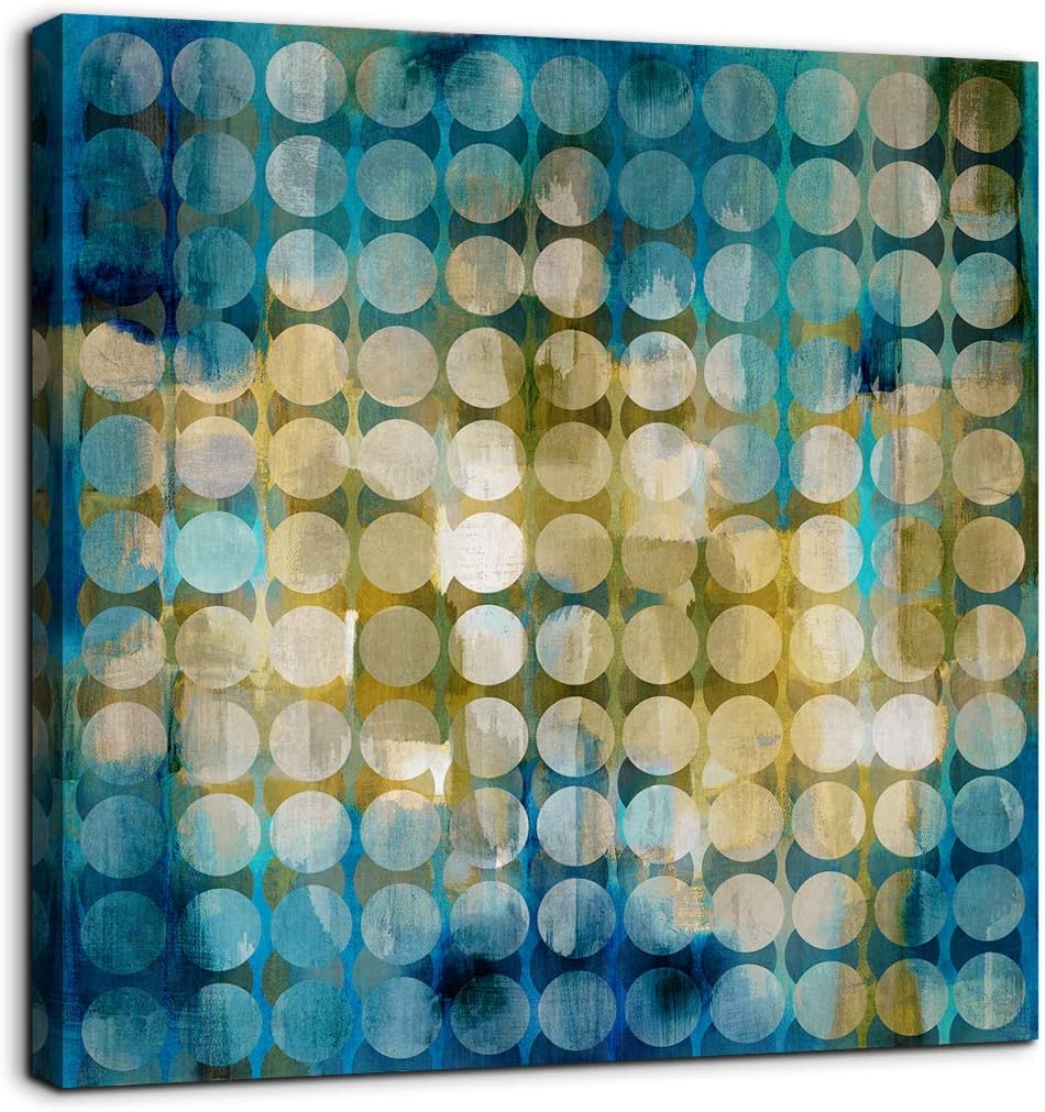Abstract Blue Wall Art Decoration Dense Circle Picture Modern Canvas Prints Artwork for Bathroom Bedroom Living Room Home Office Decor size 14x14