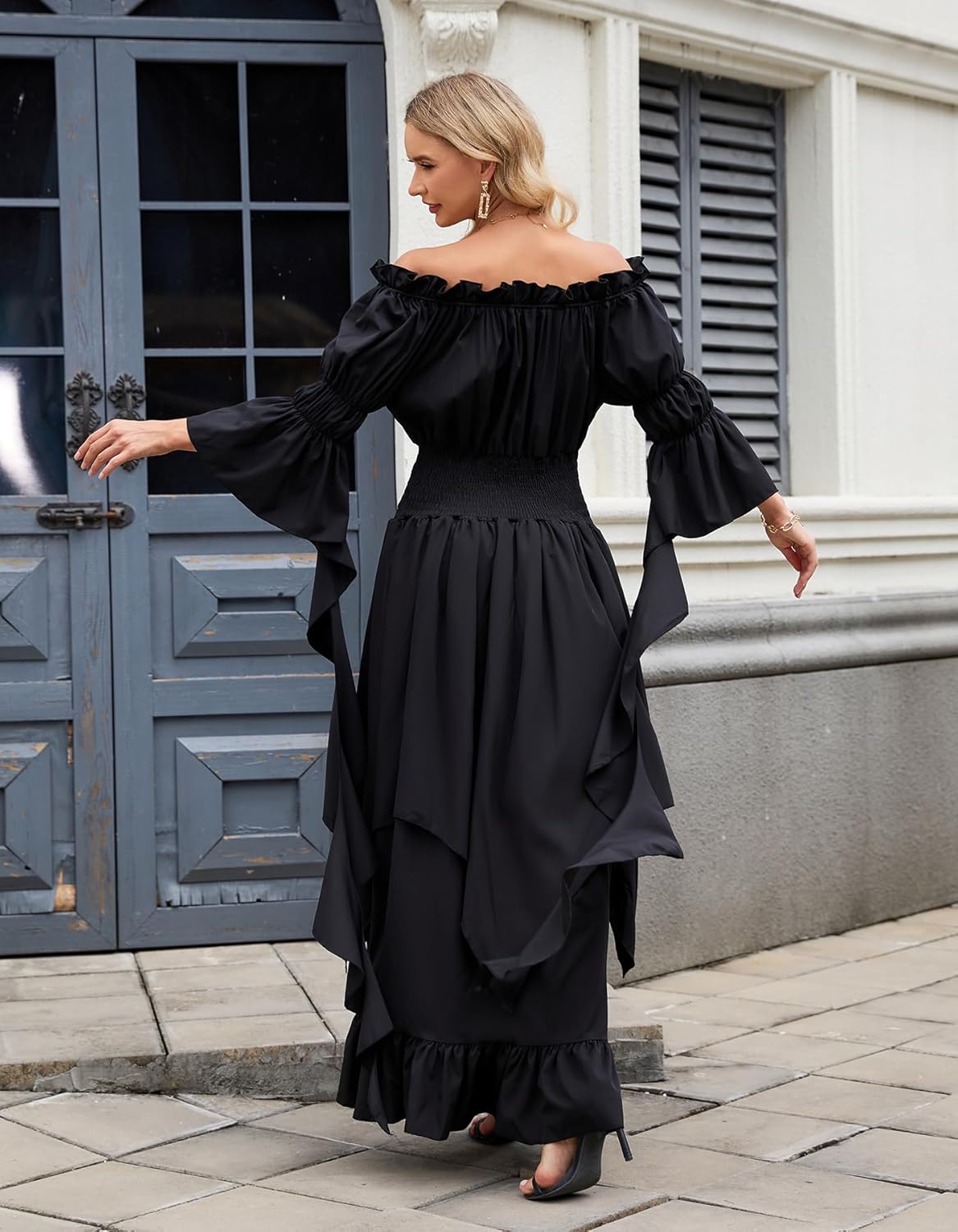 Populus Renaissance Witch Gothic Dress Costume for Women Medieval Pirate Viking Outfit for Halloween - Image 2