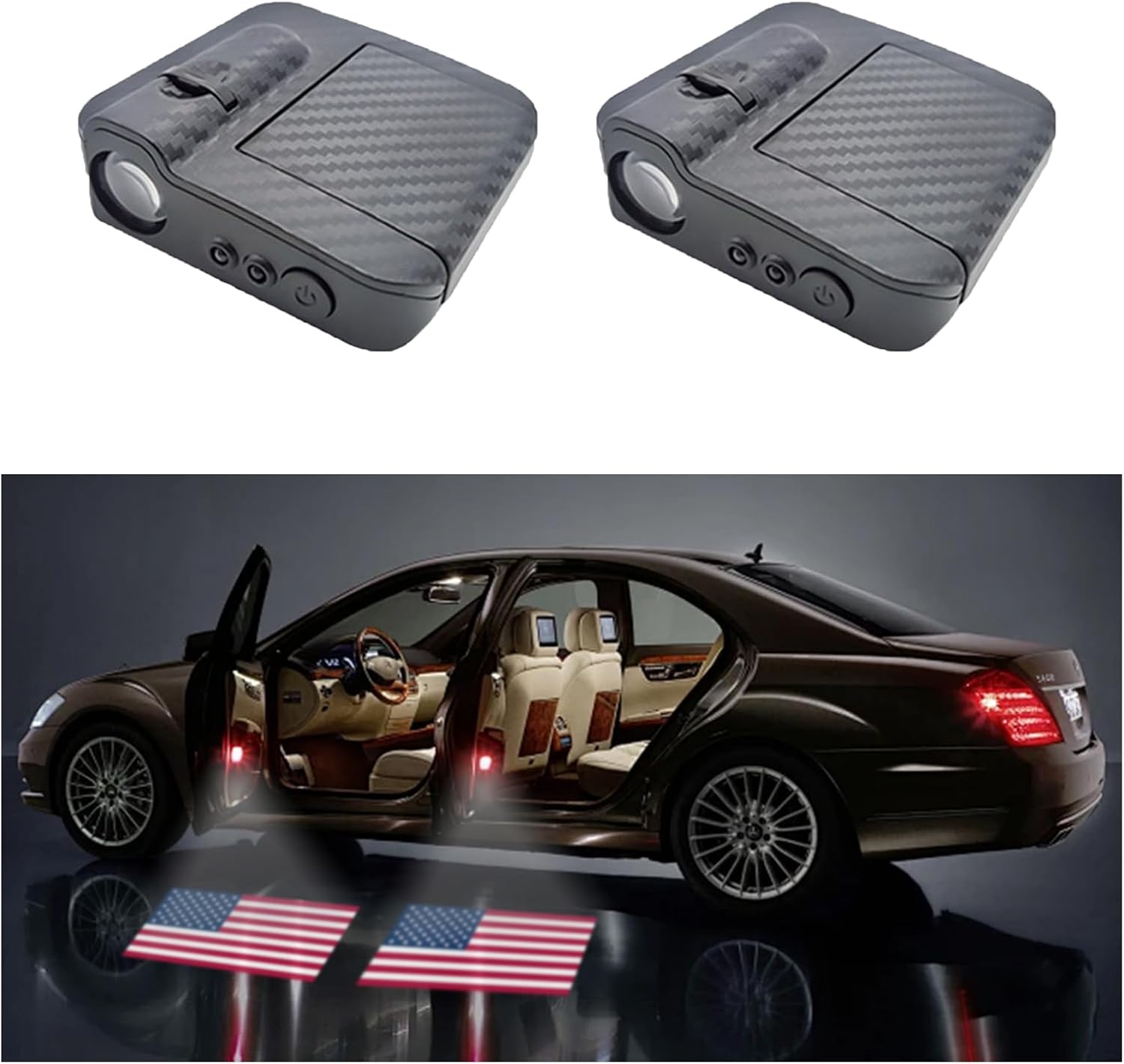 Custom Car Door Led Lights Logo Projector Customizable Logo Text and Photograph Wireless Car Lights Car Door Step Courtesy Lights Universal Fits to Most Cars/Trucks/Suvs 2pcs