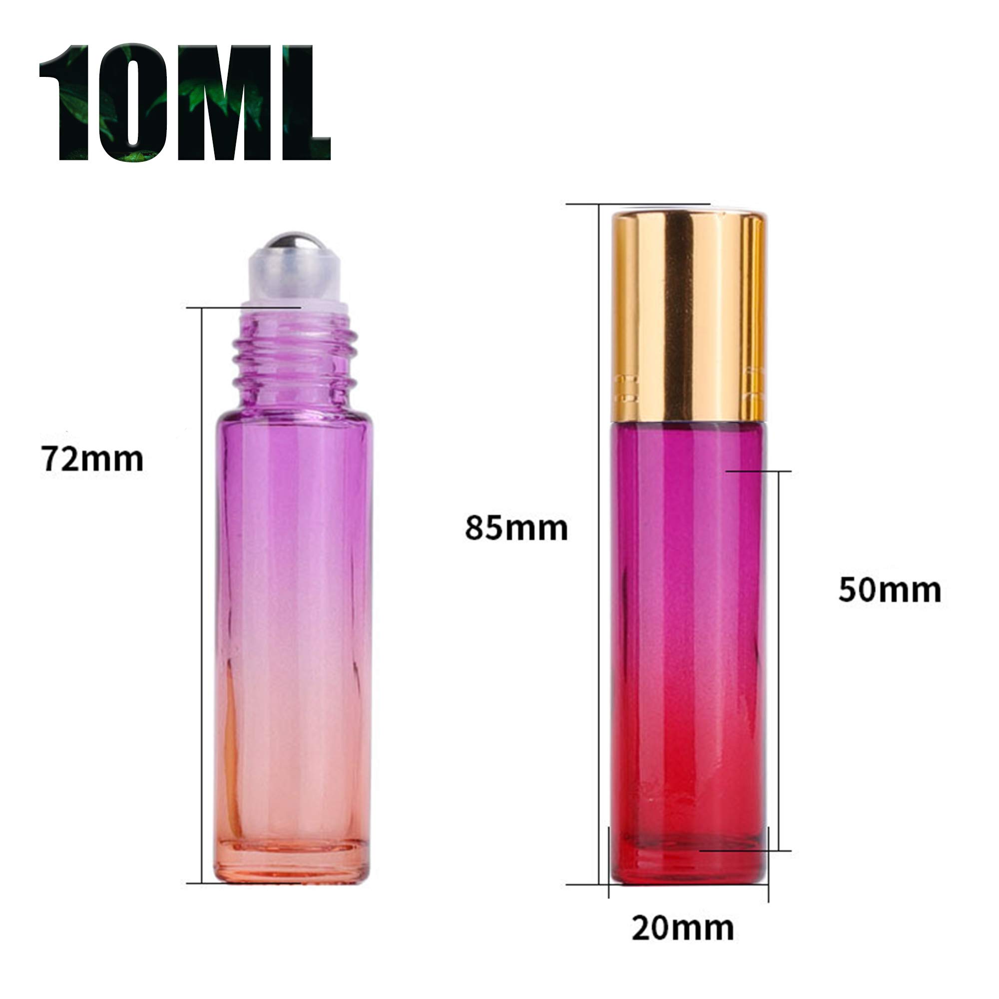 6 Bottiglie Roll-On In Vetro Sfumato Da 10 Ml Con Sfera Acciaio - Flaconi Riutilizzabili Per Oli Essenziali, Profumi, Con Imbuto E Apribottiglie