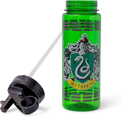 Miniatura 3 de Silver Buffalo Harry Potter Movie 1-8 Slytherin Crest with Dashes Tritan botella de agua, 20 onzas