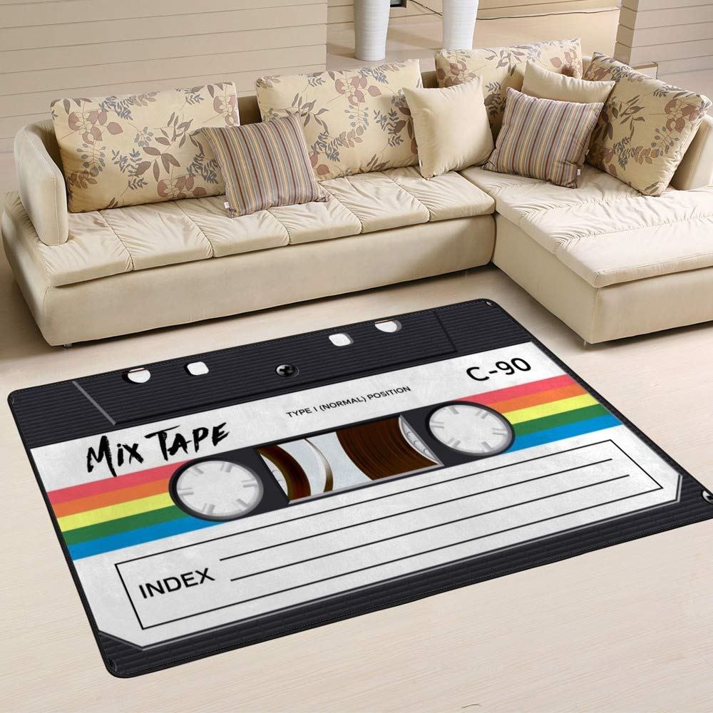 Tapis de salon cassette Ruchen grand format 80 x 147,3 cm motif Mix Tape