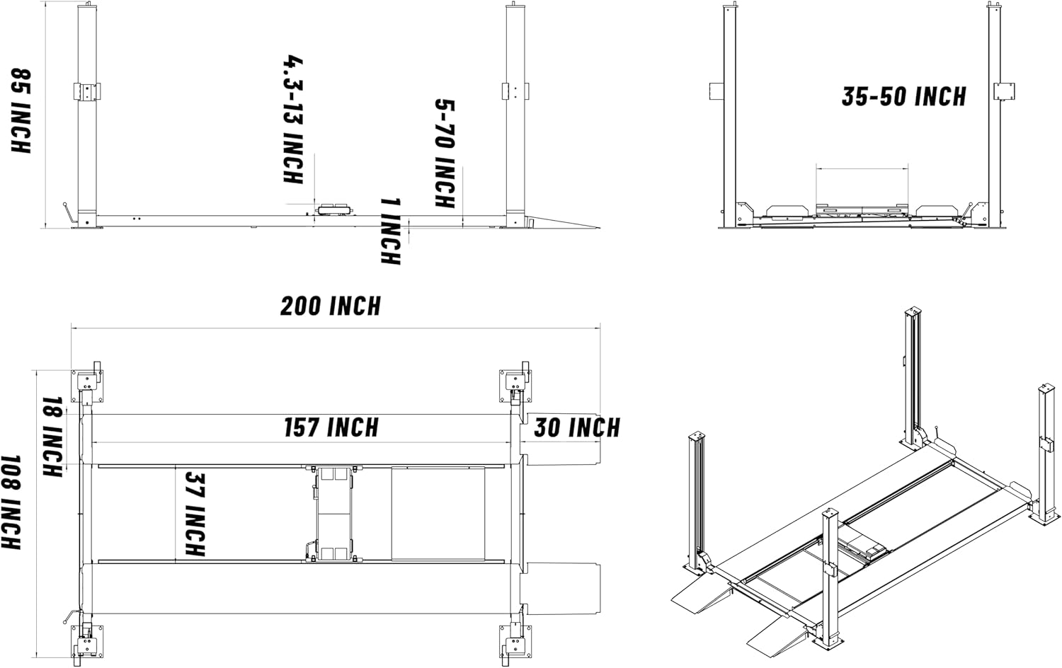 KATOOL 8500 lbs 4 Post Car Lift Model 4-H850 Instruction Manual
