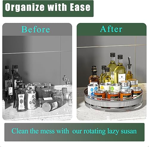 Miniatura 3 de Tocadiscos Lazy Susan de 360 grados para gabinete, estante giratorio de especias Lazy Susan, estante de almacenamiento de mostrador con base