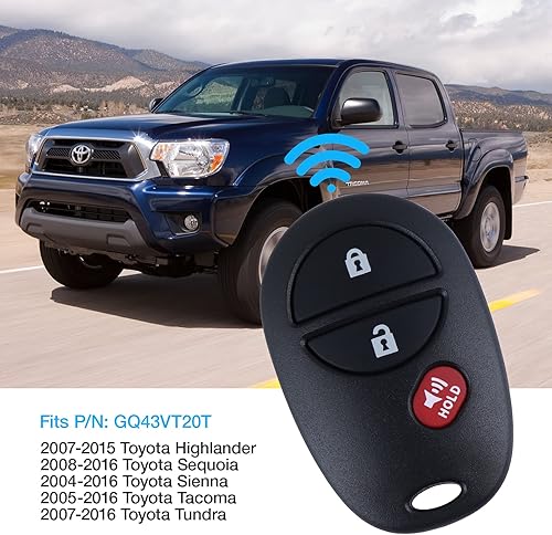 Miniatura 5 de Control remoto de entrada sin llave para Toyota Tundra 2007-2016Sienna 2005-2016SequoiaTacoma (GQ43VT20T 315Mhz 3-Btn) 2 unidades