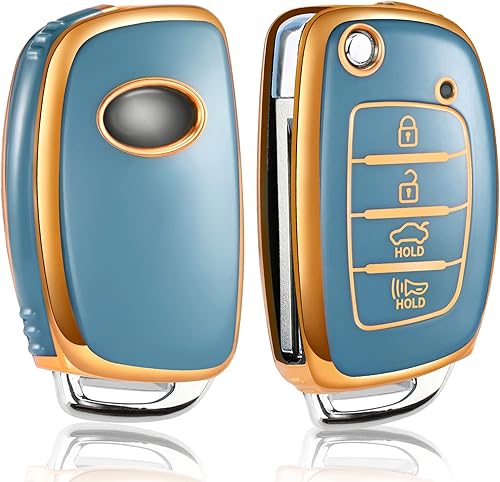 Funda para llavero Hyundai Accesorios para Elantra Sonata Tucson Santa fe Ioniq GT 4 botones, funda de TPU (azul) disponible en Yaxa Peru
