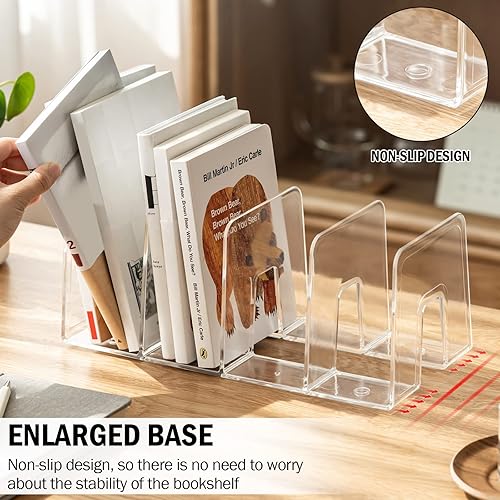 Miniatura 2 de Organizador de libros de escritorio transparente, soporte creativo para libros, estantería divisora para el hogar, la escuela y la oficina, estantes
