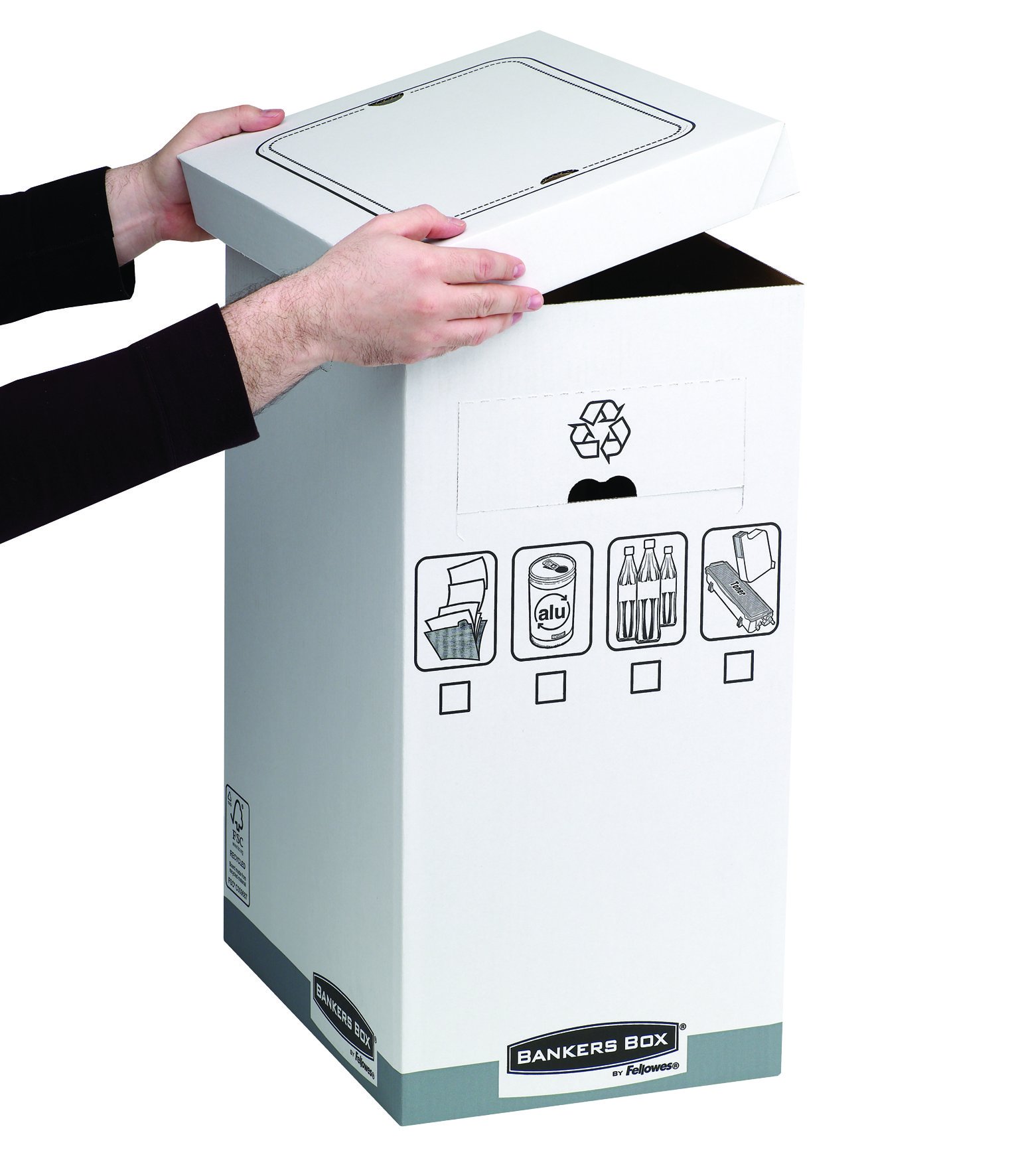 Bankers Box 0193201 Cestino in Cartone per Riciclo System, FSC, Bianco/Grigio, Confezione da 5 pezzi