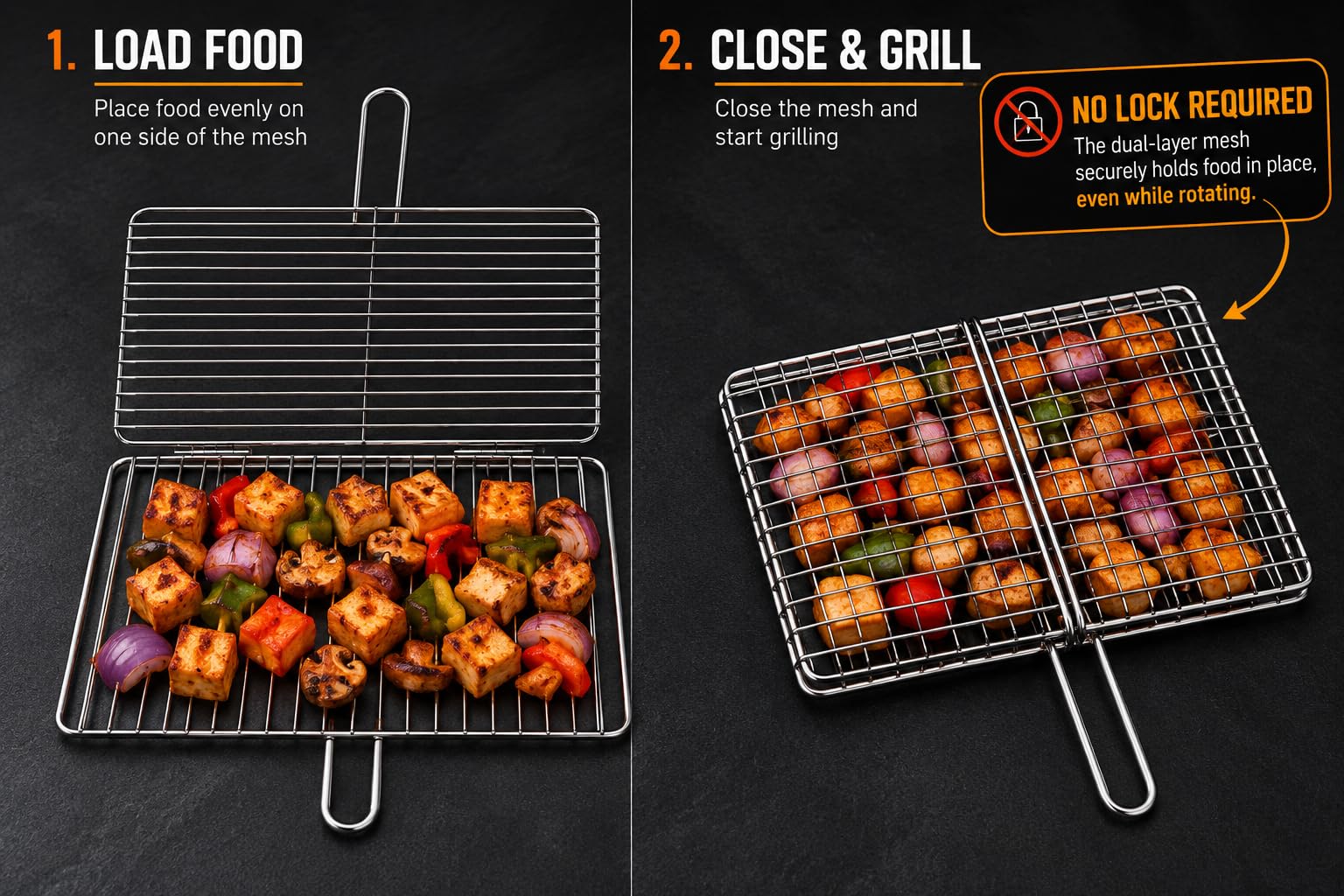 Charcoal BBQ Grill Set - Rotatable & Portable -5