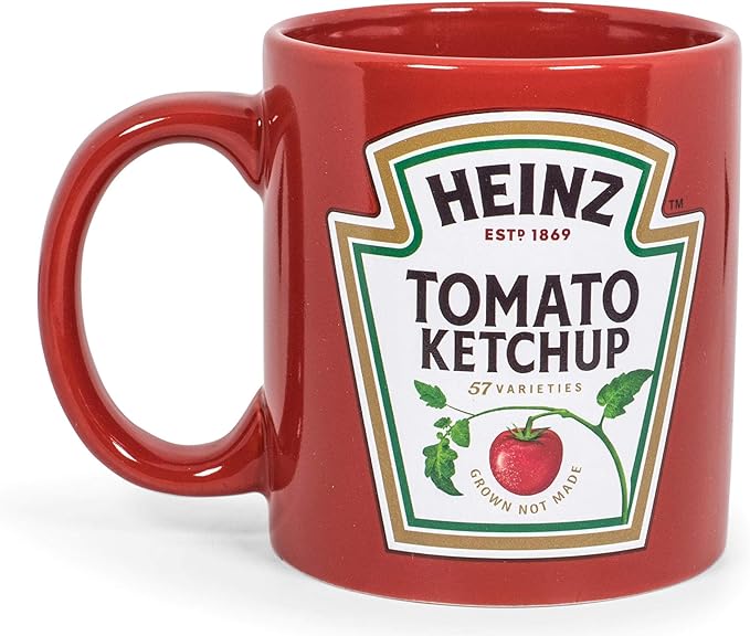 Heinz Ketchup Logo"Worth The Wait" Ceramic Coffee Mug | Collectible Drinkware And Novelty Kitchen Gifts | Oversized Cup For Tea, Cocoa, Hot And Cold Beverages | Holds 16 Ounces