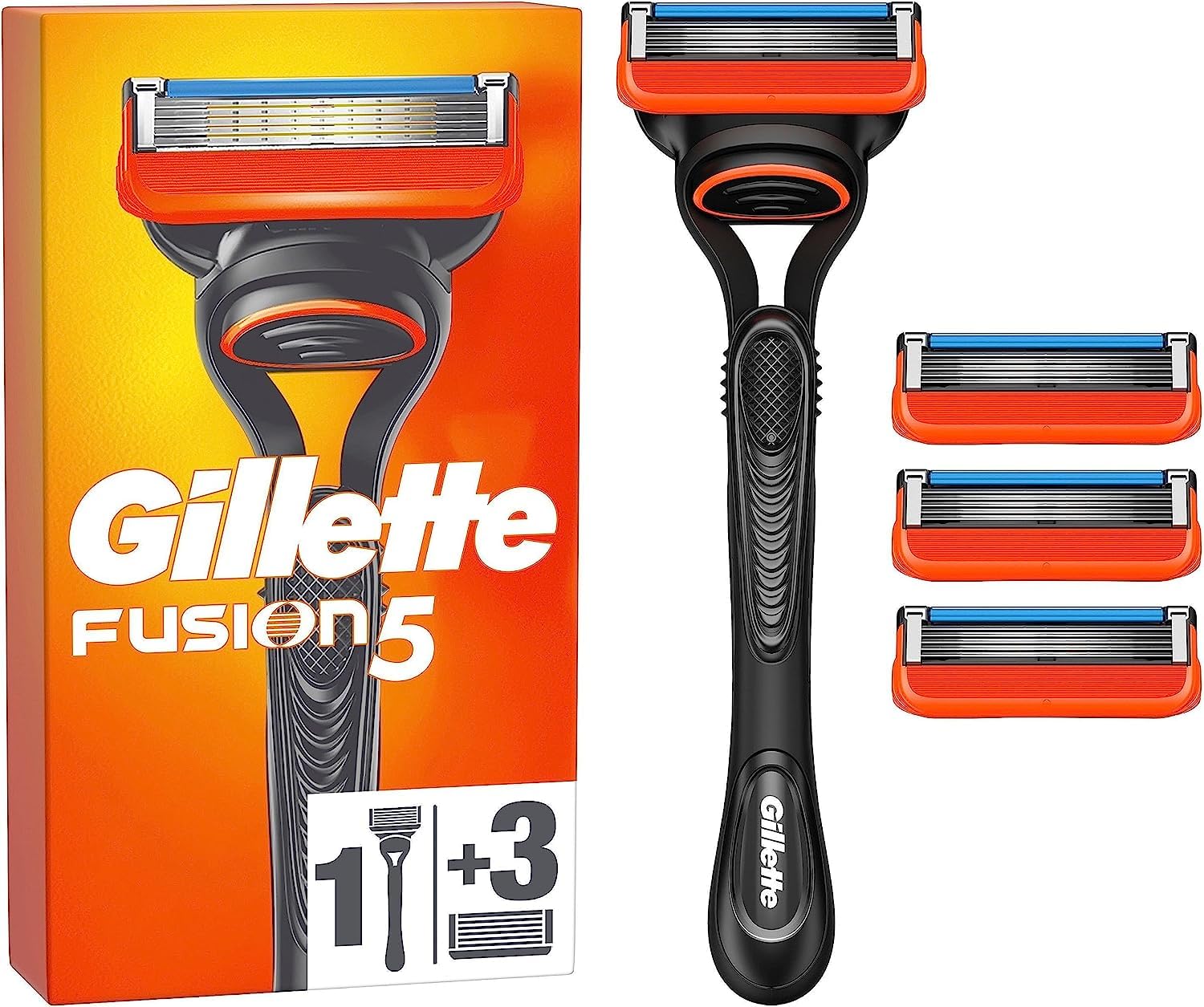 Gillette Fusion 5 Nassrasierer Herren, Rasierer + 4 Rasierklingen mit 5-fach Klinge, Geschenk für Männer