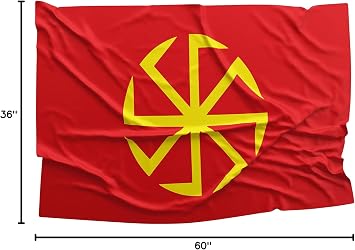 Kolovrat Symbol Flag, 3x5 Ft, Slavic Solar Heritage Banner