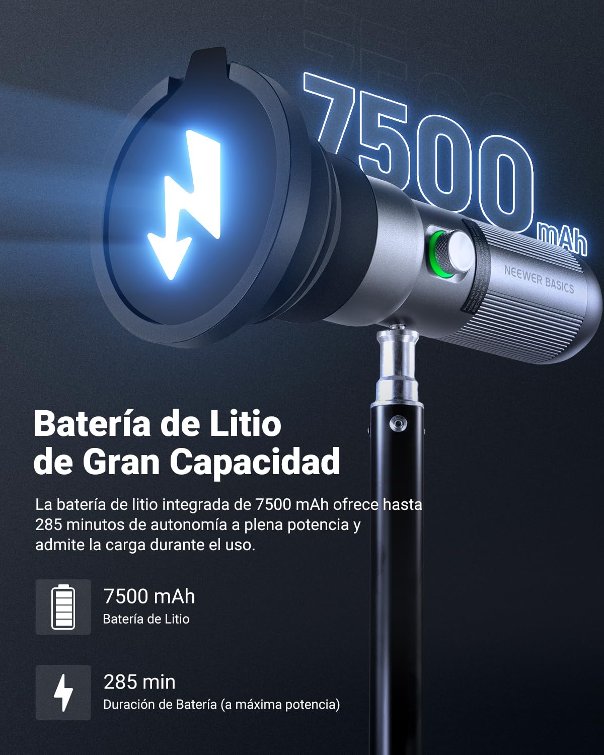 NEEWER Basics RGB Linterna Fotografía Flashlight,4 Color/20 Filtro Gobo/CRI95+/7500 mAh,10W 6300K Foco LED Portátil Vídeo Ambiental Aluminio Efecto Atardecer para Iluminación Estudio Grabación, FL10