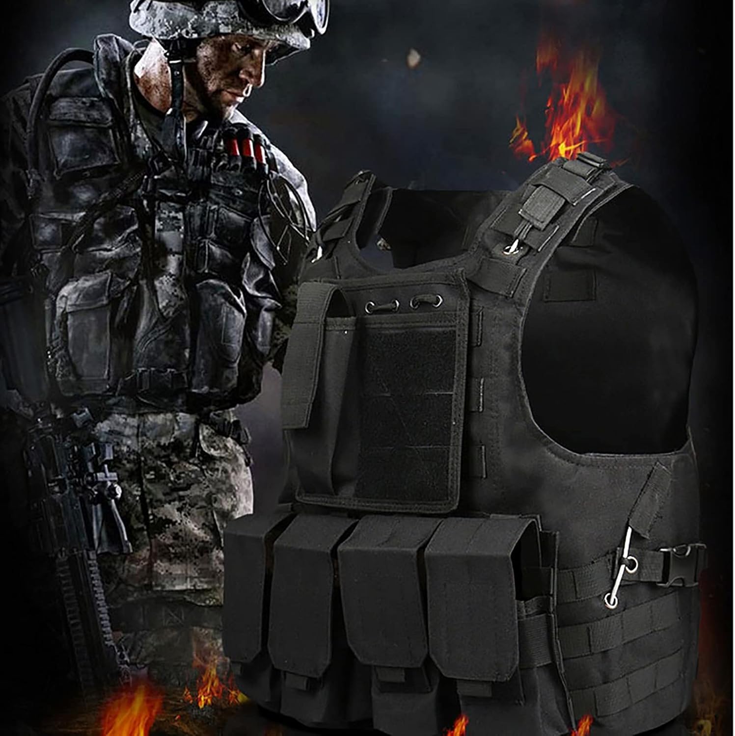 KIDYBELL Adjustable Airsoft Vest Lightweight Oxford Cloth Tactical Training Vest is Suitable for Outdoor Hunting Army Fan Combat Training Airsoft and Other Outdoor Sports : Sports & Outdoors