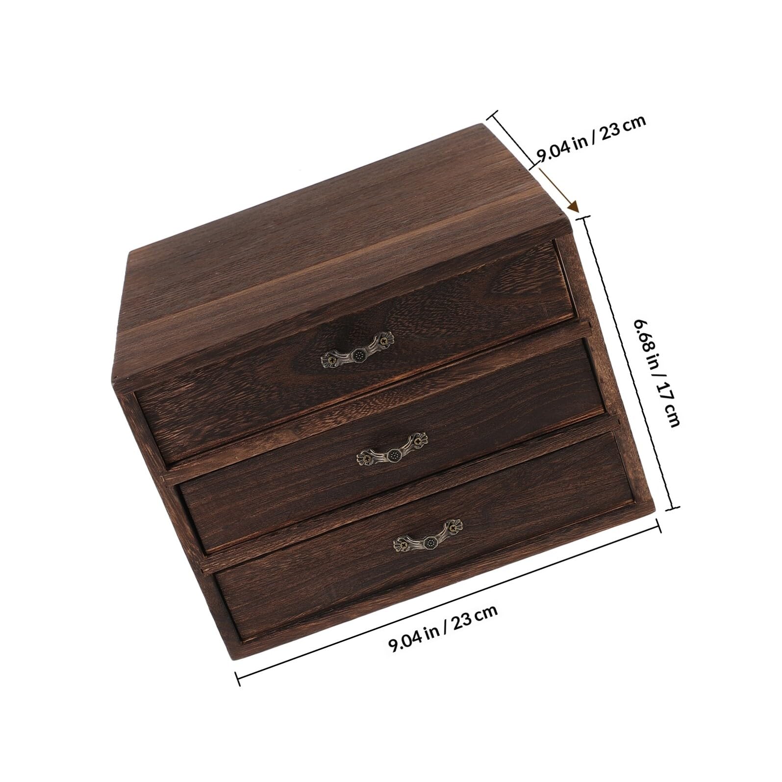 jojofuny Schreibtisch Organizer Holz mit Schublade 3 Stöckige Aufbewahrungsbox 23X23X17cm Vintage Kommode für Büro und Wohnzimmer Praktische Lösung für Schmuck und Geschenkaufbewahrung