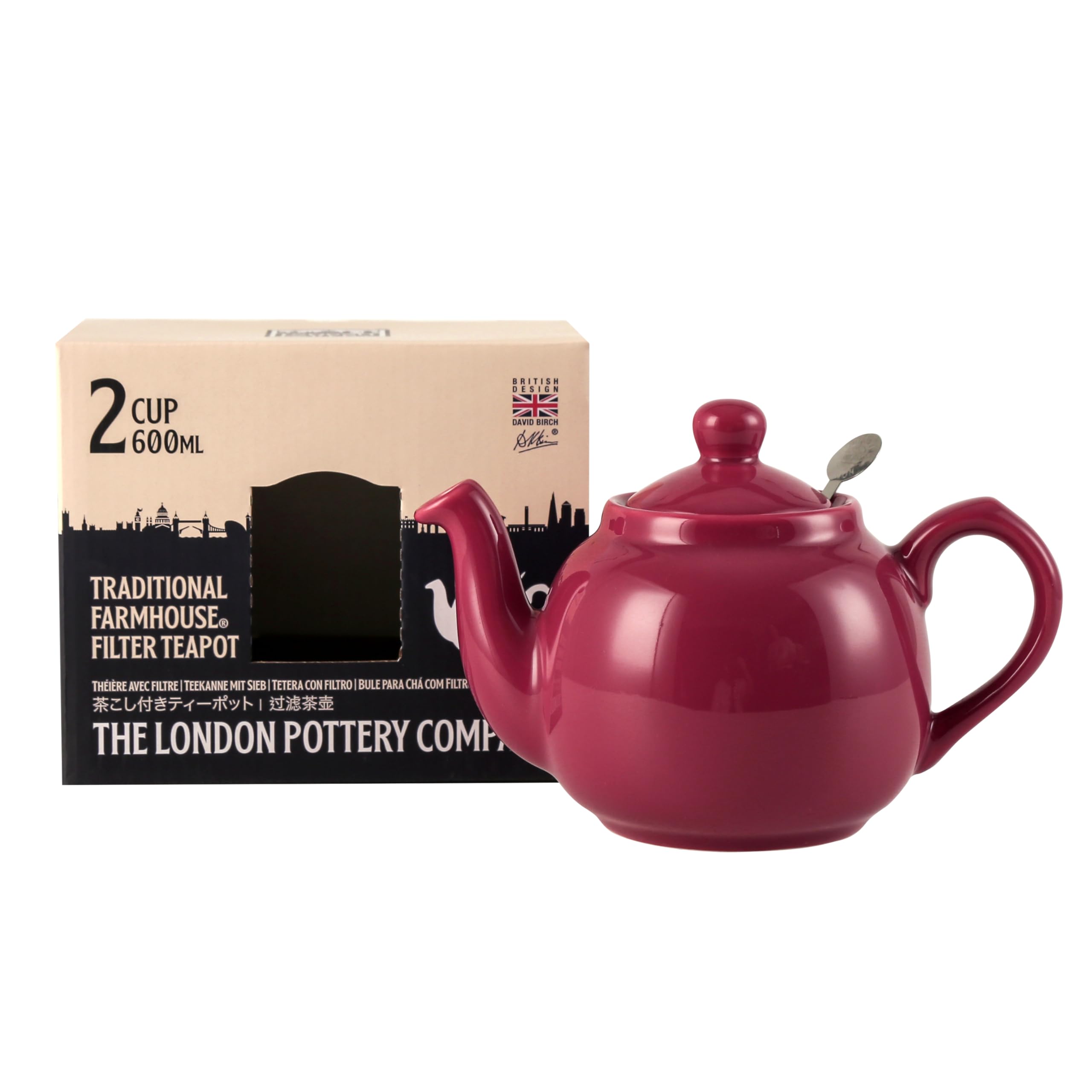 London Pottery Théière rustique avec infuseur, céramique, carmin, 2 tasses (600 ml) [produit importé parallèle]